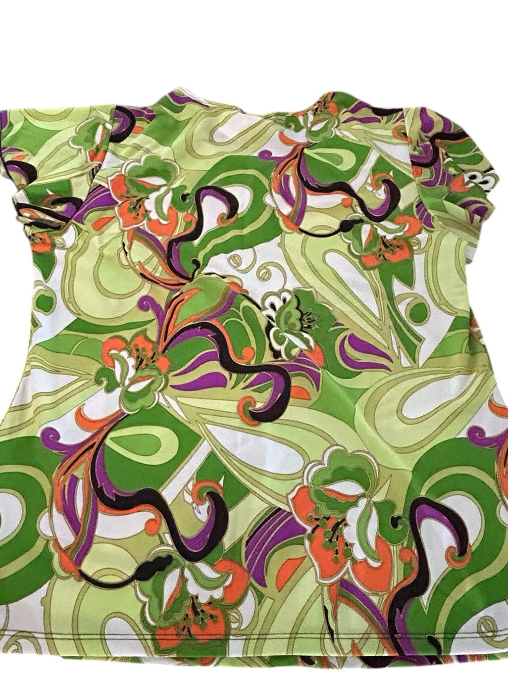 Luna Vintage Y2k Green Floral Keyhole Women's Top Hippy Flower Boho Sz L Nwt — image 8 of 8